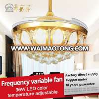 High quality fancy crystal 42 inch 36W LED remote controlled ceiling fan with light